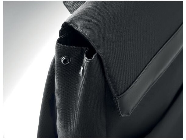 Mochila para pc con botón magnético de rPET 600D Daegu LAP Negro detalle 7
