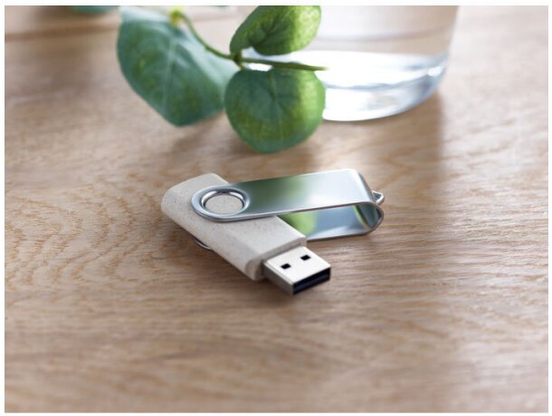USB con clip metálico 16GB diseño práctico Techmate+ beige