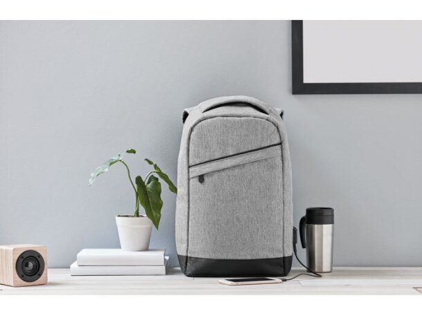 Mochilas para ordenador 13 corporativas antirrobo de poliéster Berlin Gris claro detalle 12