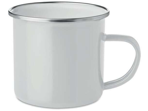 Taza metálica esmaltada plateada estilo vintage