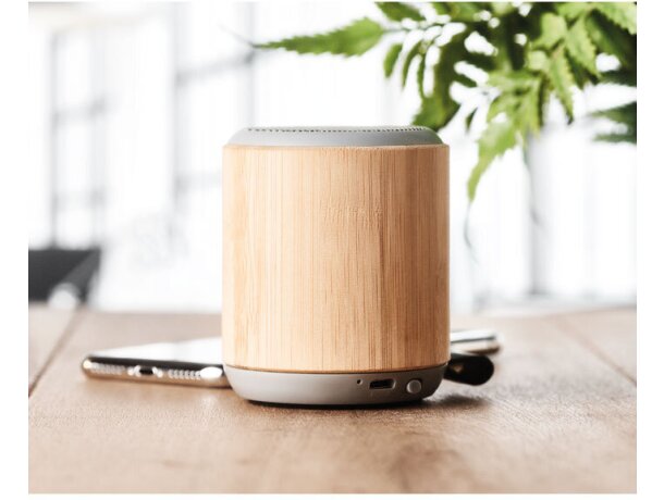 Altavoz inalámbrico bambú 5.0 Rugli personalizado