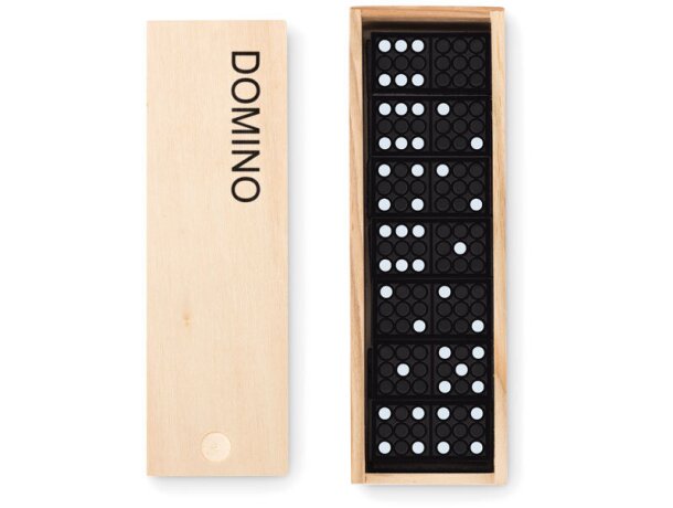 Dominó promocional barato con 28 fichas en caja madera compacta Madera detalle 2