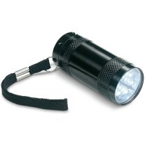 Linterna mini de aluminio con correa personalizada negra Linterna mini de aluminio con correa personalizada negra