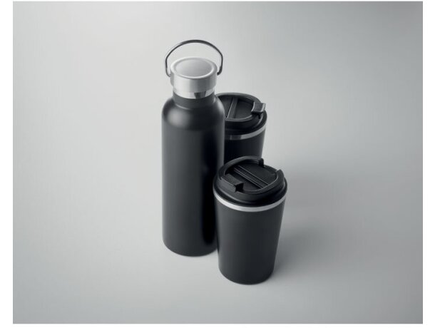 Set botella y vaso doble pared Helsinki Set Negro detalle 1