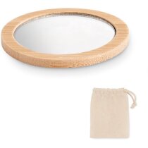 Espejos para boda Malay de bambú redondos con bolsa de algodón