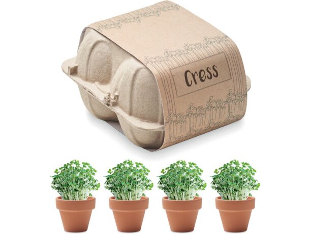 Kit de cultivo en huevera Cress Beige detalle 2