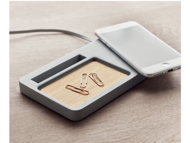 Set de sobremesa con cargador inalámbrico Viana Desk Gris claro detalle 4