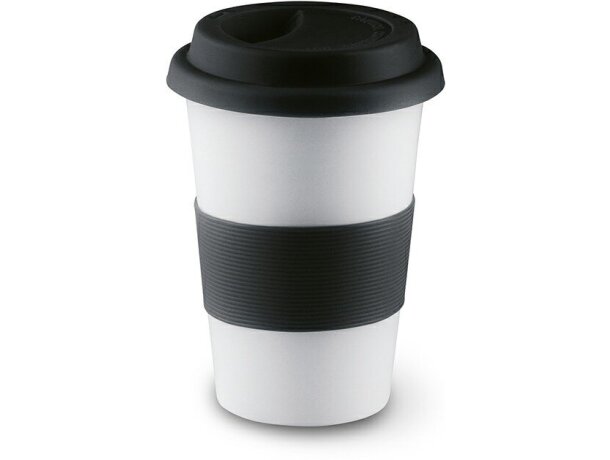 Taza de cerámica con tapa y banda de silicona personalizada negra Taza de cerámica con tapa y banda de silicona personalizada negra