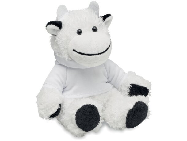 Peluche vaca Manny blanco sudadera capucha impreso logo infantil Blanco detalle 3