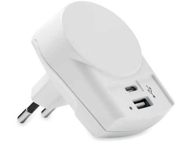 Cargador doble USB tipo C y A para enchufes de Europa blanco Blanco detalle 5
