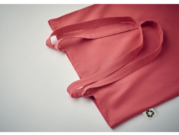 Bolsa asas largas algodón reciclado pre-consumo 140 g/m2 Zoco Colour Rojo detalle 3