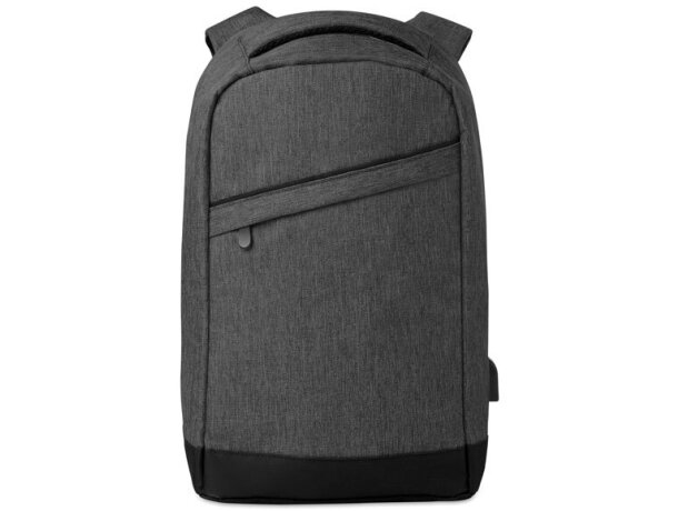 Mochila portátil 13 Berlin antirrobo con USB jaspeada Gris claro detalle 14