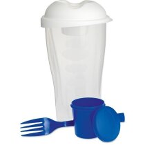Bote para ensalada con cubierto personalizado azul Bote para ensalada con cubierto personalizado azul