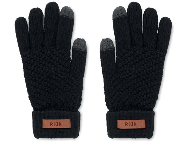 Guantes táctiles de RPET Takai Negro detalle 3