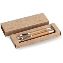 conjunto de bolígrafo y lápiz ecológico personalizado madera