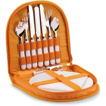 Set de picnic con platos y cubiertos personalizado naranja Set de picnic con platos y cubiertos personalizado naranja