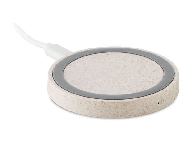 Cargador inalámbrico Plato+ sostenible con paja de trigo 5W Beige detalle 5