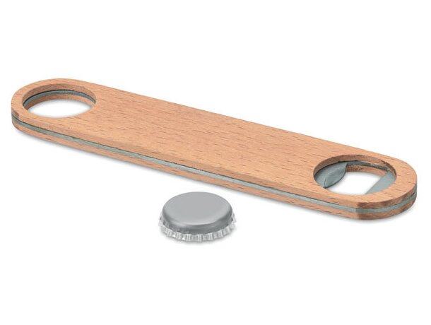 Abrebotellas Canopy acero inoxidable mango madera ergonómico Madera detalle 3