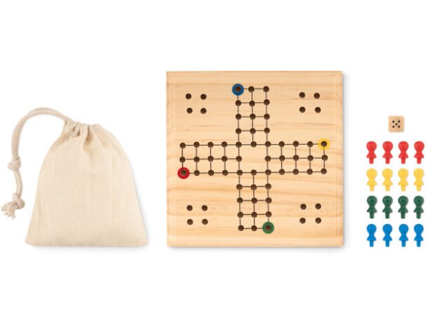 Juego de viaje de madera Ludo Madera detalle 2