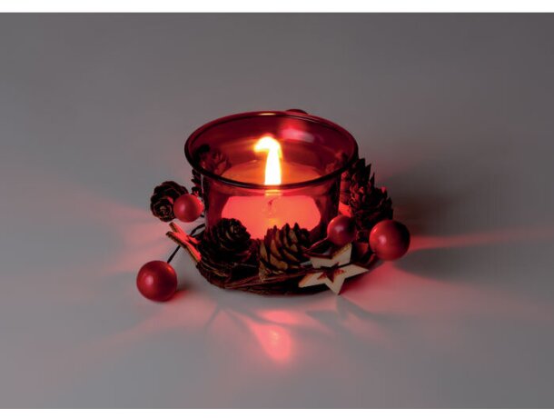 Portavelas navideño bougie con ornamentos y caja de regalo Rojo detalle 2