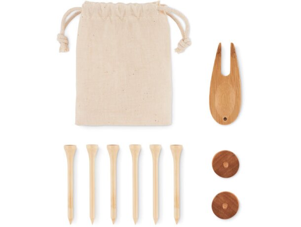 Set de golf bolsa 100% algodón madera Dormie Beige detalle 5