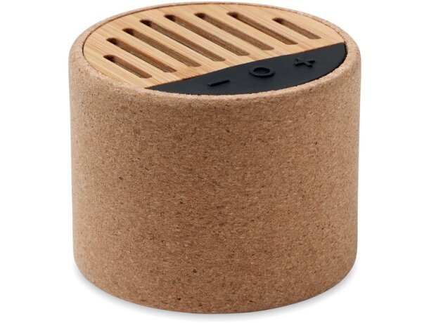 Altavoz con luz led de corcho Round + Beige detalle 3