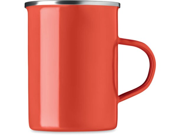 Taza metal con capa de esmalte Silver Rojo detalle 3