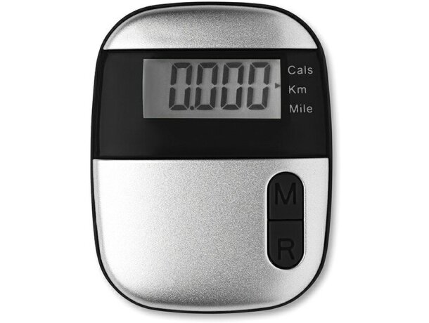 Podómetro contador de kms y calorías personalizado negro