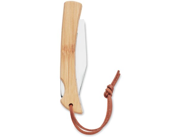 Cuchillo plegable de bambú Mansan Madera detalle 3