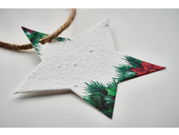 Adorno navideño papel semillas starseed promocional Blanco detalle 3
