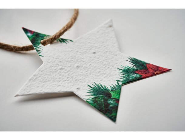 Adorno navideño papel semillas Starseed Blanco detalle 3