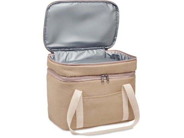 Bolsas térmicas algodón lavado con 2 compartimentos y cinta bandolera Beige detalle 2