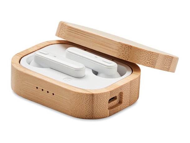 Auriculares TWS estuche bambú Jazz Bamboo Madera detalle 1