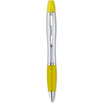 Bolígrafo ergonómico con marcador amarillo personalizado