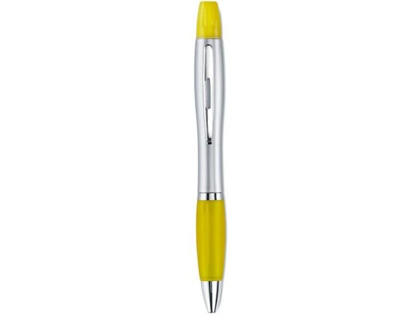Bolígrafo ergonómico con marcador amarillo personalizado