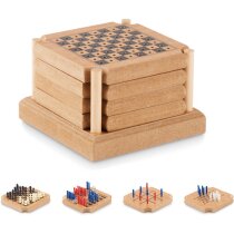 Set 4 posavasos corcho natural con juegos clásicos