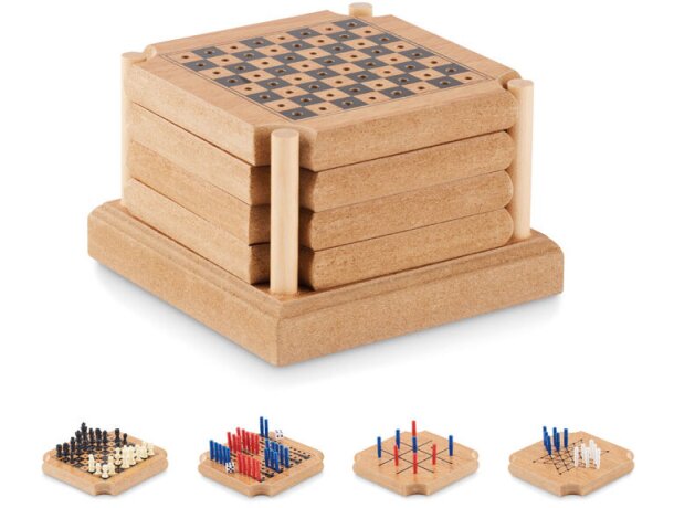 Set de 4 posavasos Coastgame Madera detalle 4