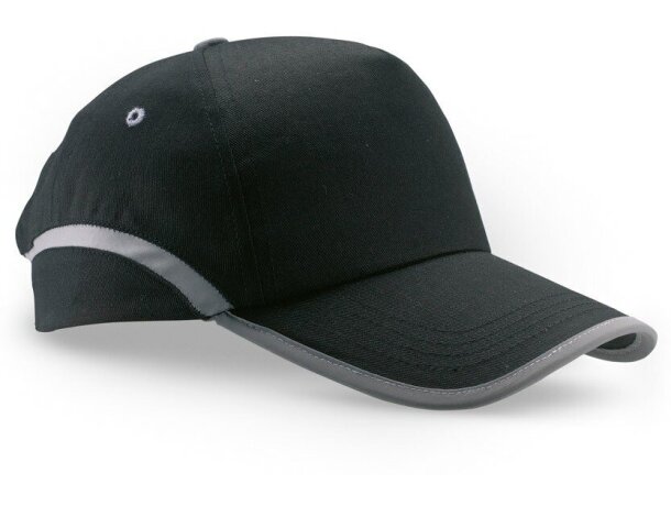 Gorra de beisboll con detalles reflectantes negra