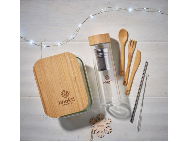 Fiambrera vidrio y tapa bambú Tundra Lunchbox Violeta detalle 4