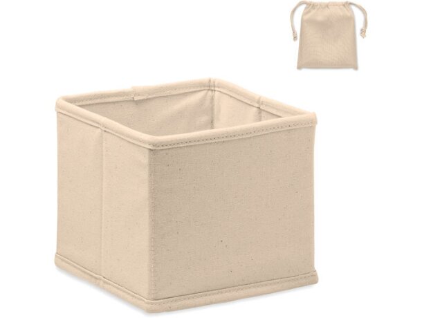 Caja plegable de algodón con bolsa de cierre con cuerdas Beige detalle 5