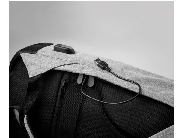 Mochilas para ordenador 13 corporativas antirrobo de poliéster Berlin Gris claro detalle 14