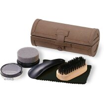 Set limpia calzado en estuche personalizado marron Set limpia calzado en estuche personalizado marron