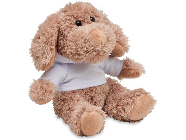 Peluches corporativos perrito con sudadera capucha PET reciclado Blanco detalle 3