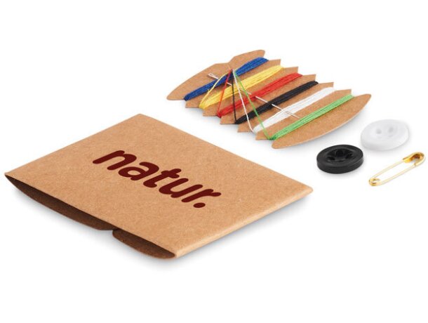 Kit de costura compacto en caja de papel kraft Beige detalle 3