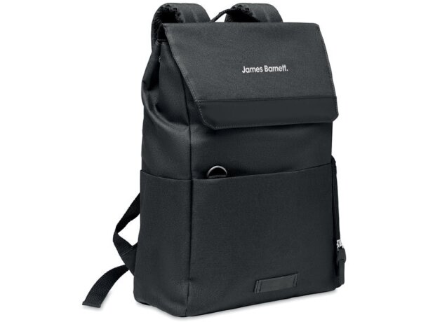Mochila para pc con botón magnético de rPET 600D Daegu LAP Negro detalle 6