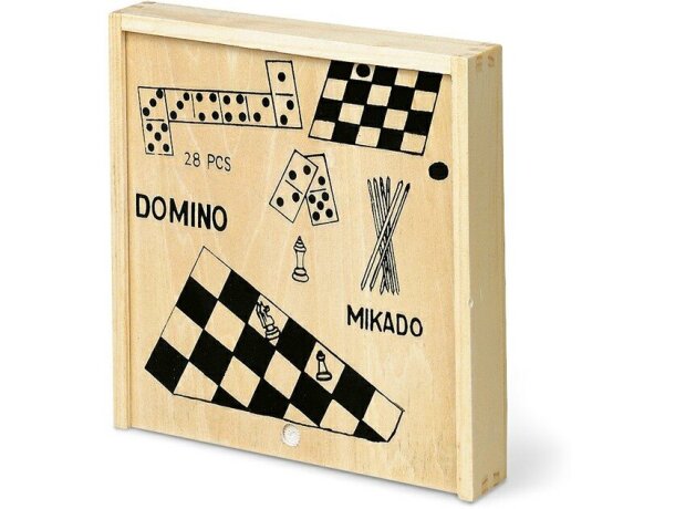 4 juegos en 1 en caja de madera