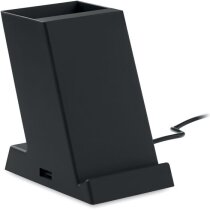 Cargador inalámbrico 15w con porta lápices negro