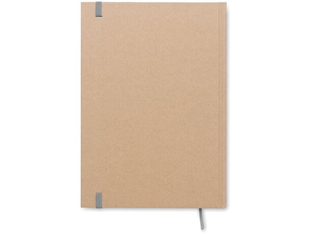 Libreta banda elastica con hojas a rayas y marcapáginas cartón reciclado Musa Gris claro detalle 15