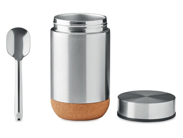 Tarro térmico de acero con cuchara Plateado mate detalle 4