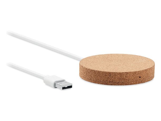 Cargador inalámbrico Koke corcho natural tecnología Qi 10W Beige detalle 5